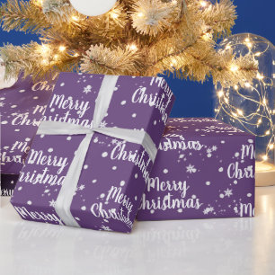 Merry Christmas Text In Snowflakes On Red Wrapping Paper