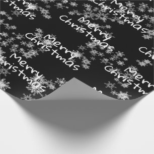 Merry Christmas Text In Snowflakes   Wrapping Paper