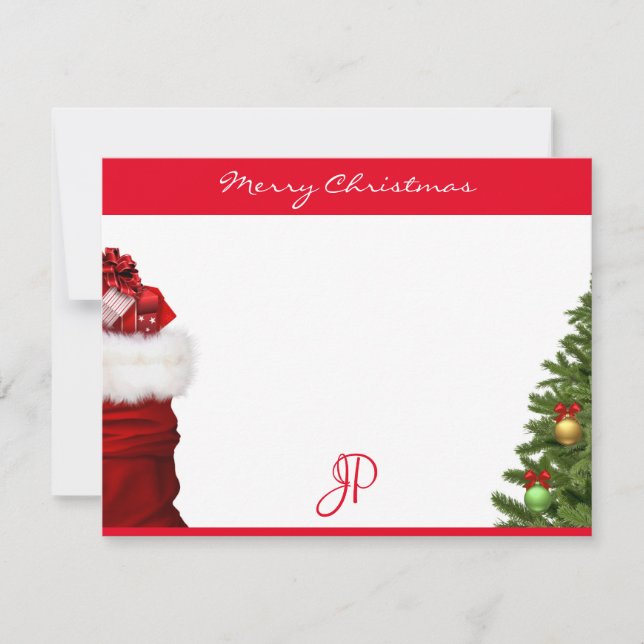 Merry Christmas Text Monogram Calligraphy Script Card (Front)