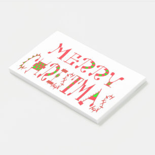 Merry Christmas Text Pattern Design: Festive Art Post-it Notes