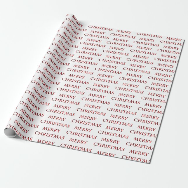 Merry Christmas Text Pattern Wrapping Paper (Unrolled)
