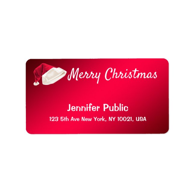 Merry Christmas Text Red Handwritten Script Santa Label (Front)