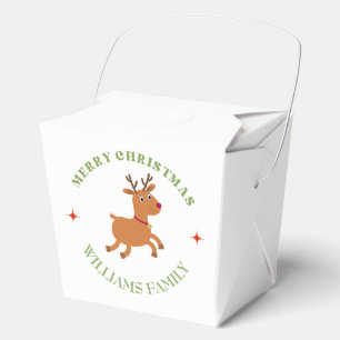 Merry Christmas text reindeer white Favour Box