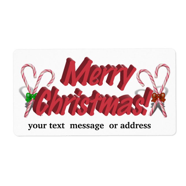 Merry Christmas Text with Candy Canes (Front)