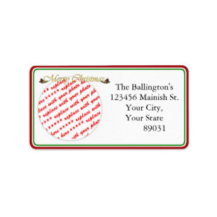 Merry Christmas Text with Pine cones Label