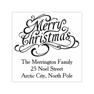 Merry Christmas text with swirls Self-inking Stamp