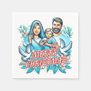 Merry Christmas - The Holy Family - Nativity Napkin