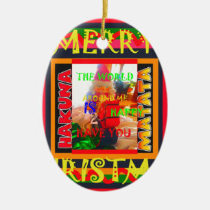 Merry Christmas The world around me is happy to ha Ceramic Tree Decoration