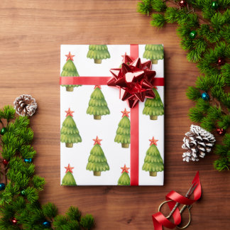 Merry Christmas theme with Christmas tree and star Wrapping Paper
