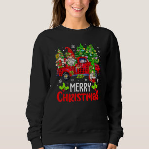Merry Christmas  Three Gnome Buffalo Plaid Red Tru Sweatshirt