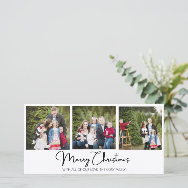 Merry Christmas Three Image Flat Holiday Card (Standing Front)