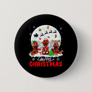 Merry Christmas Three Santa Elf Reindeer Irish Set 6 Cm Round Badge