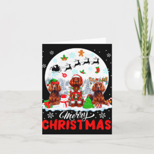 Merry Christmas Three Santa Elf Reindeer Irish Set Card