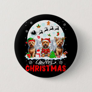 Merry Christmas Three Santa Elf Reindeer Norwich T 6 Cm Round Badge