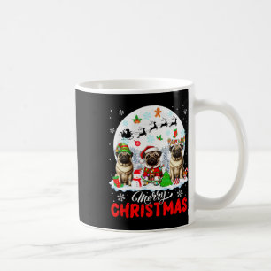 Merry Christmas Three Santa Elf Reindeer Pugs Owne Coffee Mug