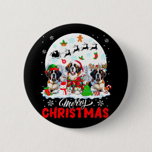 Merry Christmas Three Santa Elf Reindeer St. Berna 6 Cm Round Badge