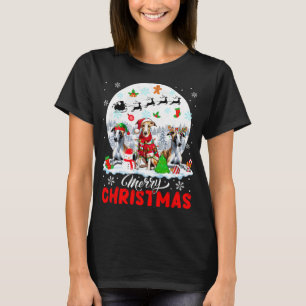 Merry Christmas Three Santa Elf Reindeer Whippets T-Shirt