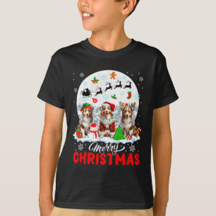 Merry Christmas Three Santa Reindeer Australian Sh T-Shirt