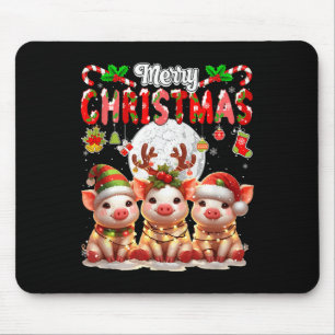 Merry Christmas Three Santa Reindeer Elf Gs Colorf Mouse Pad