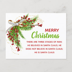 Merry Christmas Three Stages Of Man Holiday Postcard