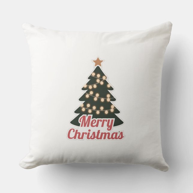 Merry Christmas Throw Pillow: Cosy New Model Cushion (Front)