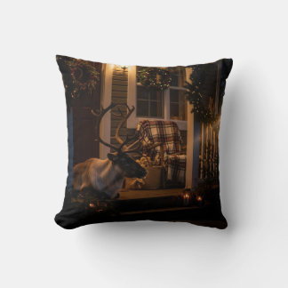 Merry Christmas Throw Pillow –  Reindeer 