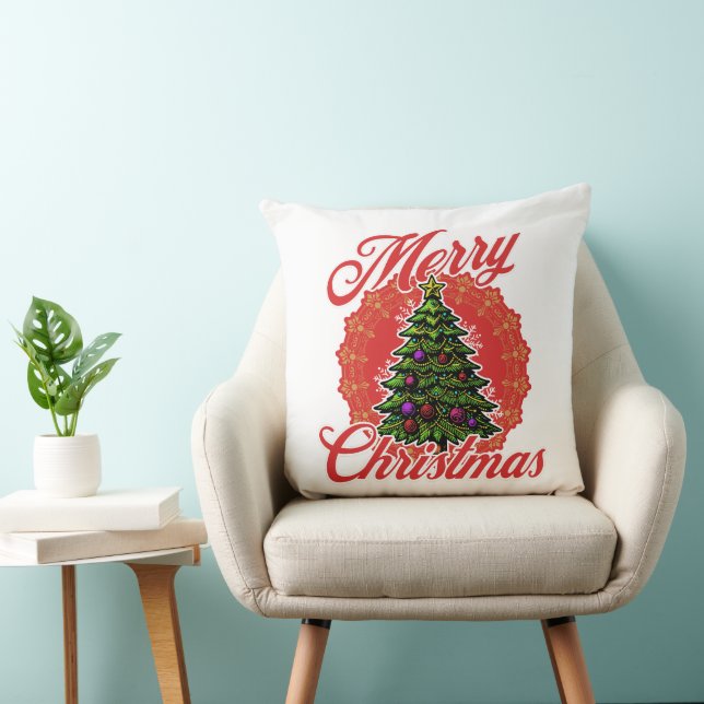 Merry Christmas Thrown Pillow (Chair)