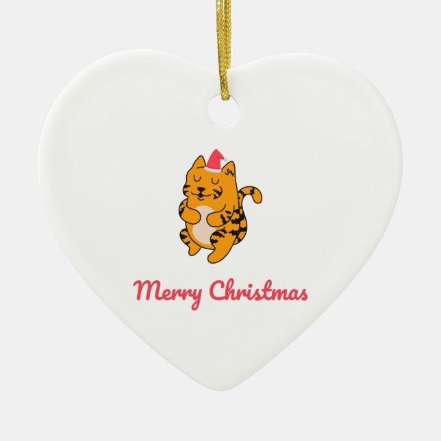 Merry Christmas Tiger Ceramic Tree Decoration (Front)