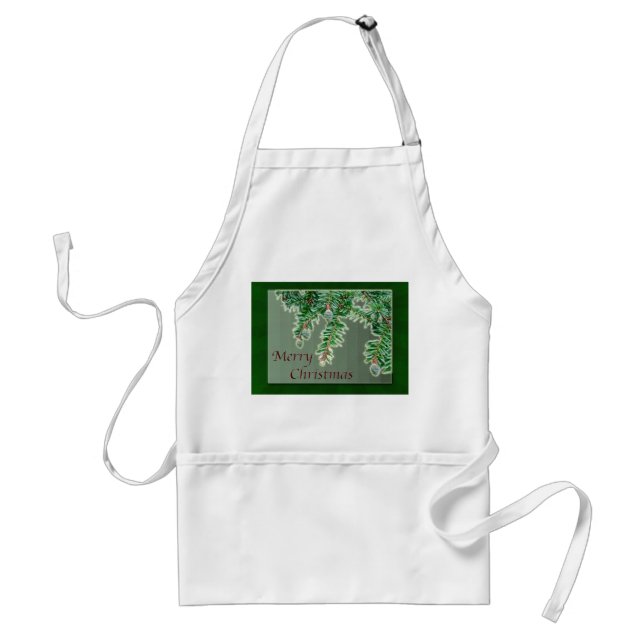 Merry Christmas Tiny Evergreen Cones Standard Apron (Front)