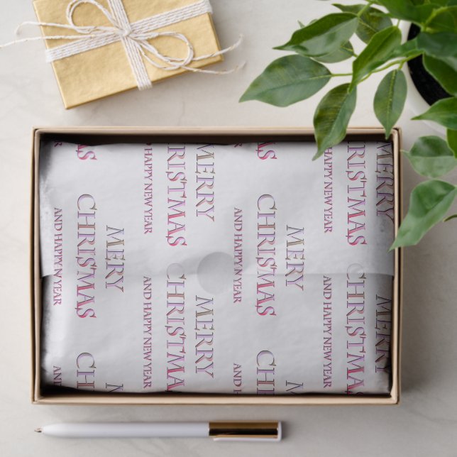 Merry Christmas Tissue Paper in Pinks & White (Gift)