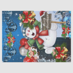 Merry Christmas Tissue Paper Snowman Elf