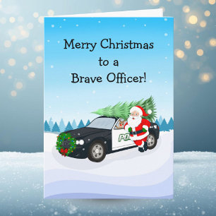 Merry Christmas to a Brave Police Office Santa Card