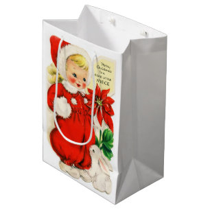 "Merry Christmas to a Dear Little Niece" Vintage Medium Gift Bag
