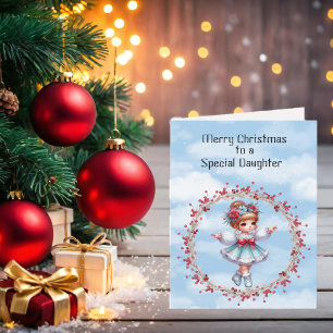 Merry Christmas to a Special Daughter Blue Dress Card