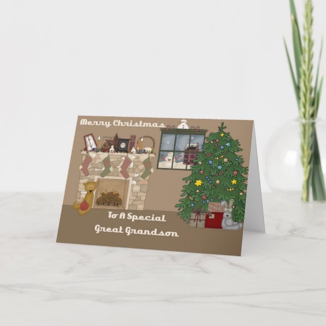 Merry Christmas To A Special Great Grandson Holiday Card (Front)