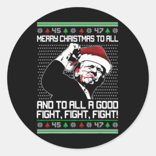 Merry Christmas To All Santa Trump President Ugly Classic Round Sticker