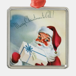 Merry Christmas to All (Vintage Santa Claus)  Metal Tree Decoration