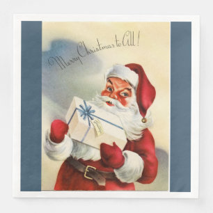 Merry Christmas to All Vintage Santa Napkin