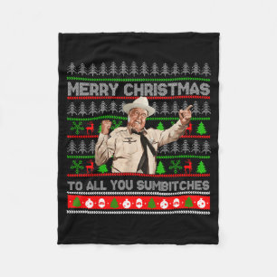 Merry Christmas To All You Sumes Ugly Sweater Retr Fleece Blanket