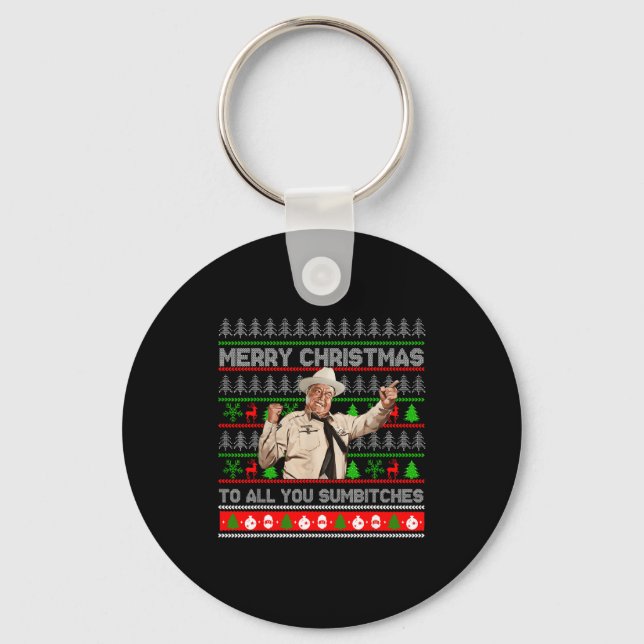 Merry Christmas To All You Sumes Ugly Sweater Retr Key Ring (Front)