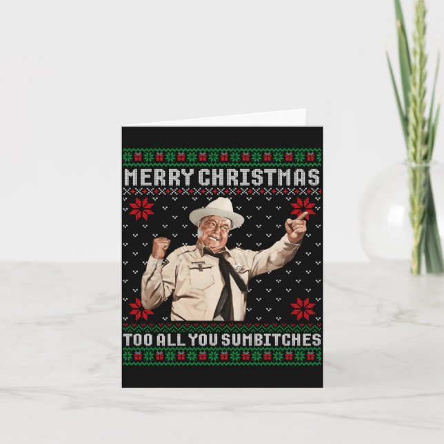 Merry Christmas To All You Sumes Ugly Sweater Vint Card (Front)