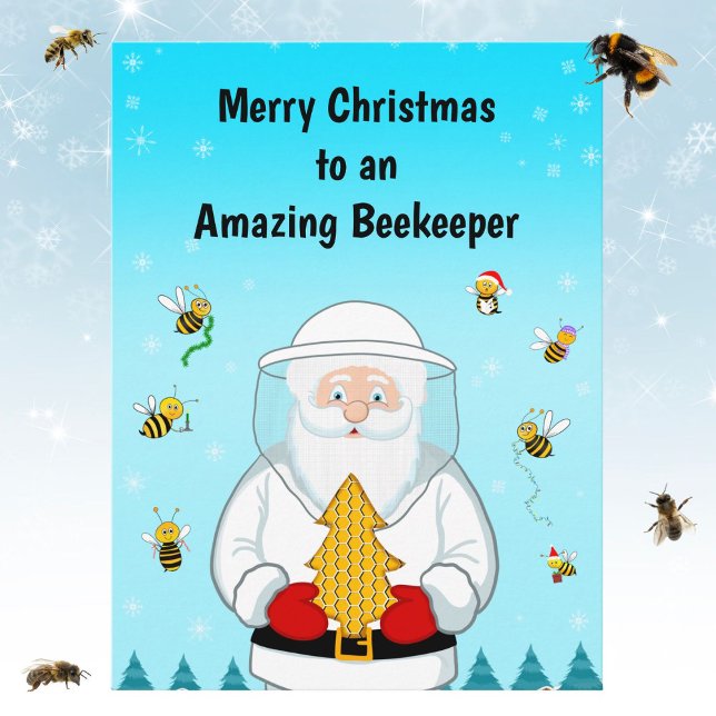 Merry Christmas to an Amazing Beekeeper Holiday Postcard (Creator Uploaded)