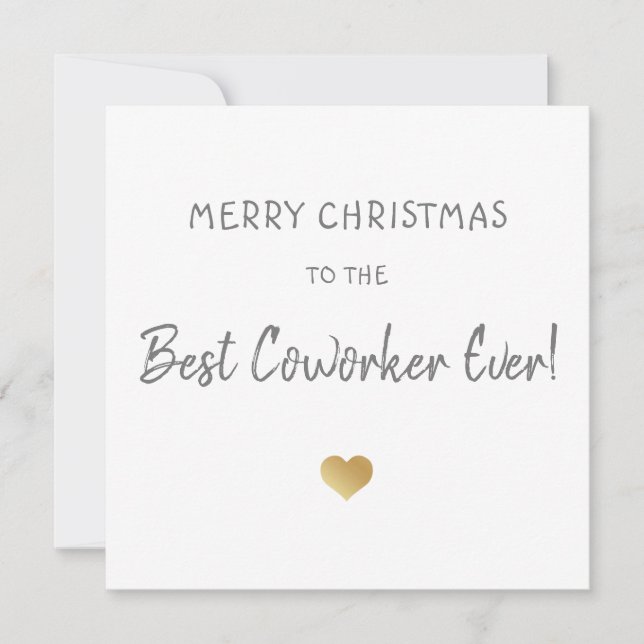merry Christmas to best coworker/boss  gold heart Holiday Card (Front)