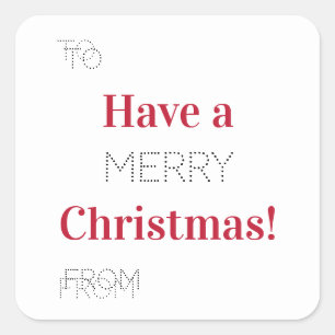 Merry Christmas To From Red Typography gift tag