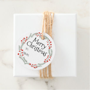 Merry Christmas to from rustic wreath border cute Favour Tags