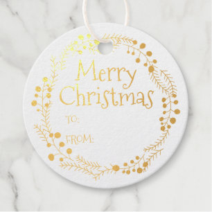 Merry Christmas to from rustic wreath border cute Favour Tags