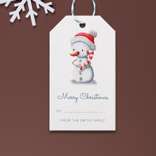 Merry Christmas To From Winter Snowman Gift Tags