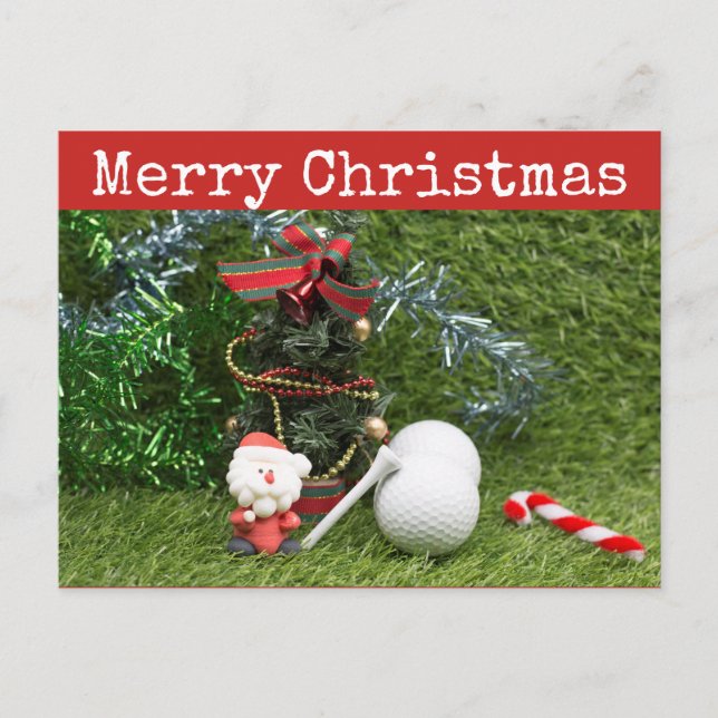 Merry Christmas to golfer with Santa and Christmas Postcard (Front)