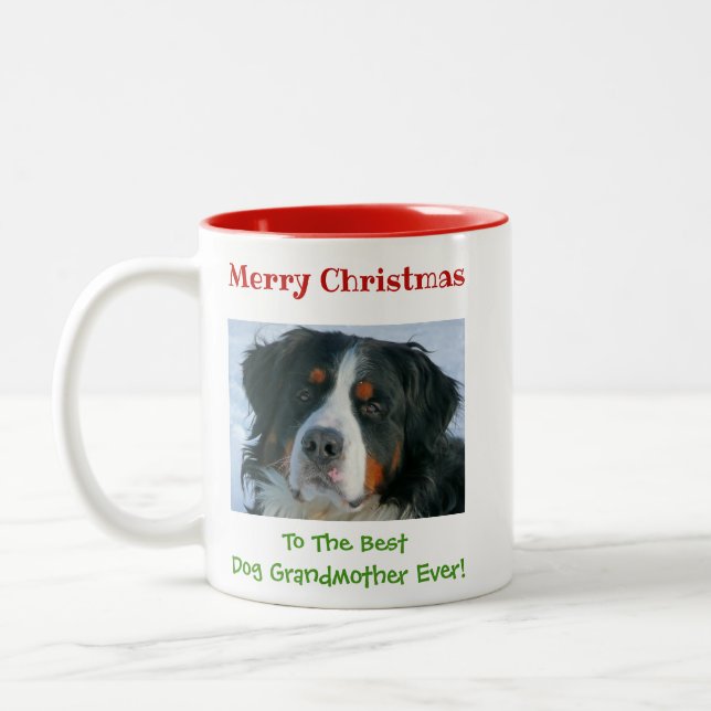 Merry Christmas to Grandmother from the Dog Two-Tone Coffee Mug (Left)