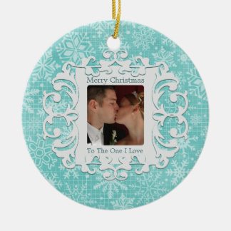 Merry Christmas to the One I Love Custom Photo Ceramic Tree Decoration
